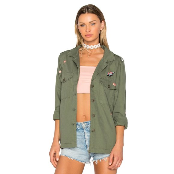 NWT Sanctuary Flower Military Green Field Jacket - Picture 1 of 9